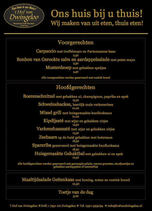 Hof van Dwingeloo afhaalmenu